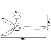 Arte confort Ventilador de techo Kenia (Roble gris, 132 cm, 34 W, Blanco cálido) | BAUHAUS