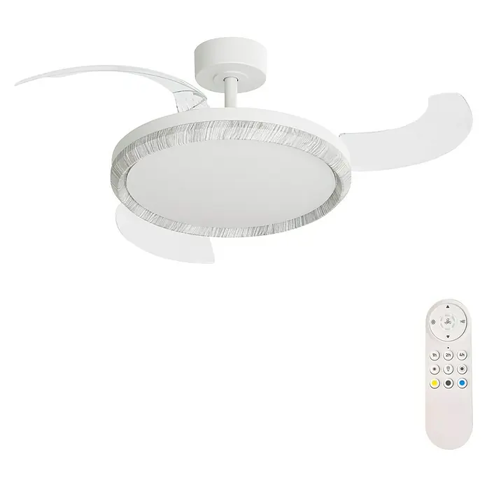 Arte confort Ventilador de techo Haze M - Blanco, 107 cm, 29,8 W, Blanco cálido - Ventilador de techo blanco con luz y control remoto. Diseño moderno para una circulación de aire confortable e iluminación elegante.