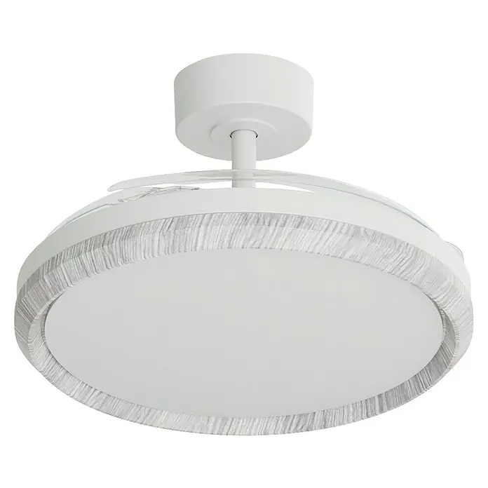 Arte confort Ventilador de techo Haze M - Blanco, 107 cm, 29,8 W, Blanco cálido - Ventilador de techo con luz redonda blanca y un borde decorativo para una iluminación elegante.
