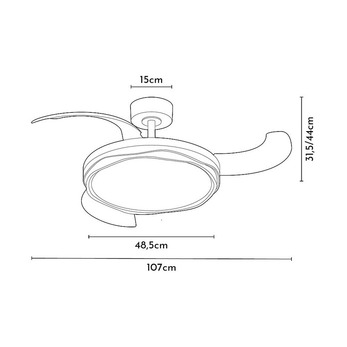 Arte confort Ventilador de techo Tuvan M (Blanco, 107 cm, 29,8 W, Blanco cálido) | BAUHAUS