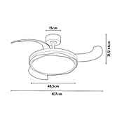 Arte confort Ventilador de techo Tuvan M (Blanco, 107 cm, 29,8 W, Blanco cálido) | BAUHAUS