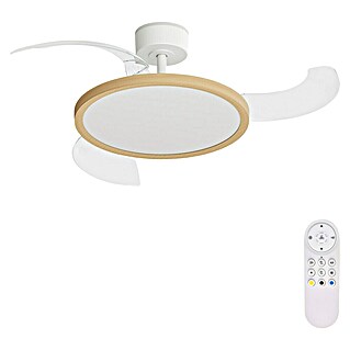 Arte confort Ventilador de techo Vetra M (Blanco/Madera, 107 cm, 29,8 W, Blanco cálido)