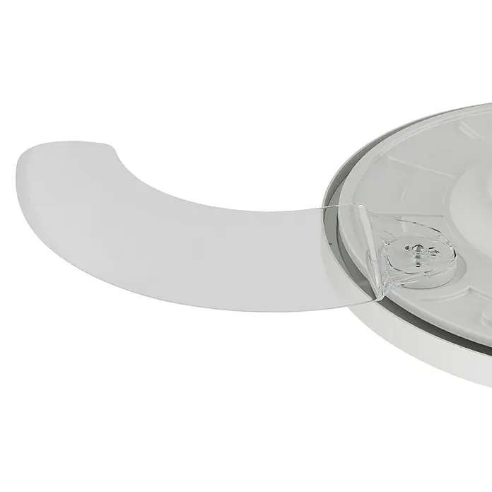 Arte confort Ventilador de techo Vetra M - Blanco, 107 cm, 29,8 W, Blanco cálido - Primer plano de una cubierta blanca para electrodomésticos de cocina con una sección transparente. Diseñada para visibilidad y funcionalidad.