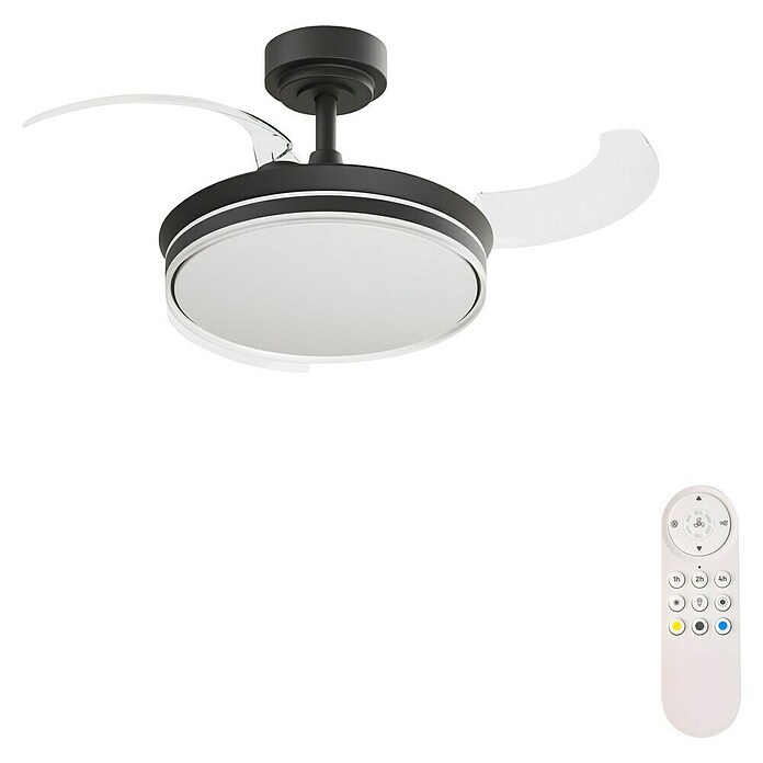 Arte confort Ventilador de techo Tivar S (Negro, 91 cm, 30 W, Blanco cálido) | BAUHAUS