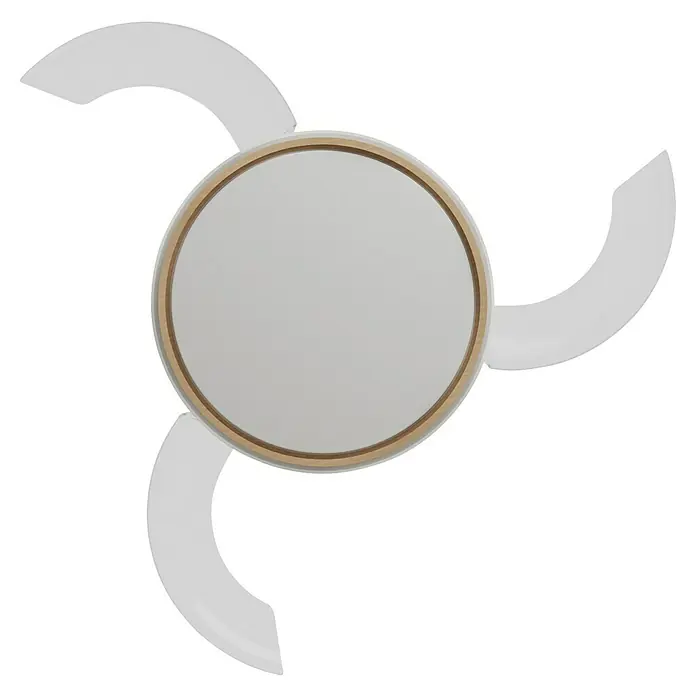 Arte confort Ventilador de techo Tuvan M - Blanco/Madera, 107 cm, 29,8 W, Blanco cálido - Un espejo redondo con un marco de madera sencillo, que aporta un toque moderno y natural a cualquier habitación. Ideal para recibidor o baño.