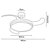 Arte confort Ventilador de techo Tuvan M (Blanco/Madera, 107 cm, 29,8 W, Blanco cálido) | BAUHAUS