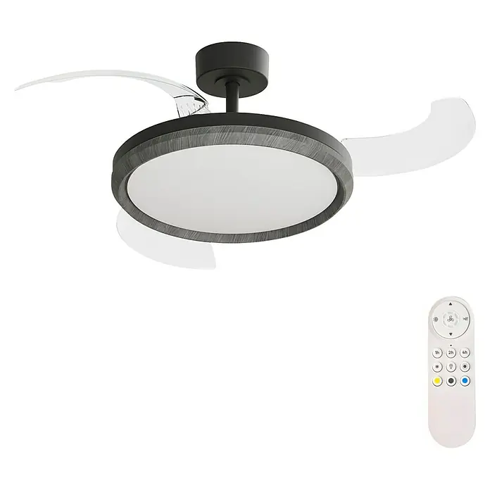 Arte confort Ventilador de techo Haze M - Negro, 107 cm, 29,8 W, Blanco cálido - Moderna lámpara de techo con LED integrado y control remoto. Su diseño elegante complementa cualquier habitación.