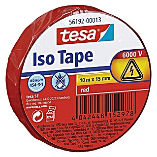 Tesa Isolierband Iso Tape (Rot, 10 m x 15 mm)