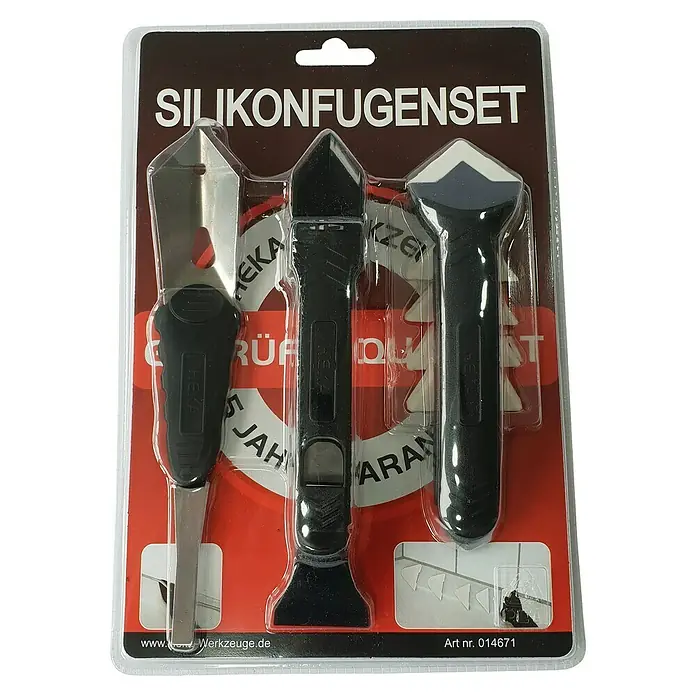 Heka Kit para juntas de silicona - 7 pzs. - Juego de herramientas de silicona con tres herramientas para quitar y renovar juntas de silicona. El juego incluye diferentes accesorios para juntas.