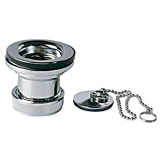 Válvula de desagüe para fregadero, lavabo o bidé (Cromo, Equipamiento: Tapón de válvula)