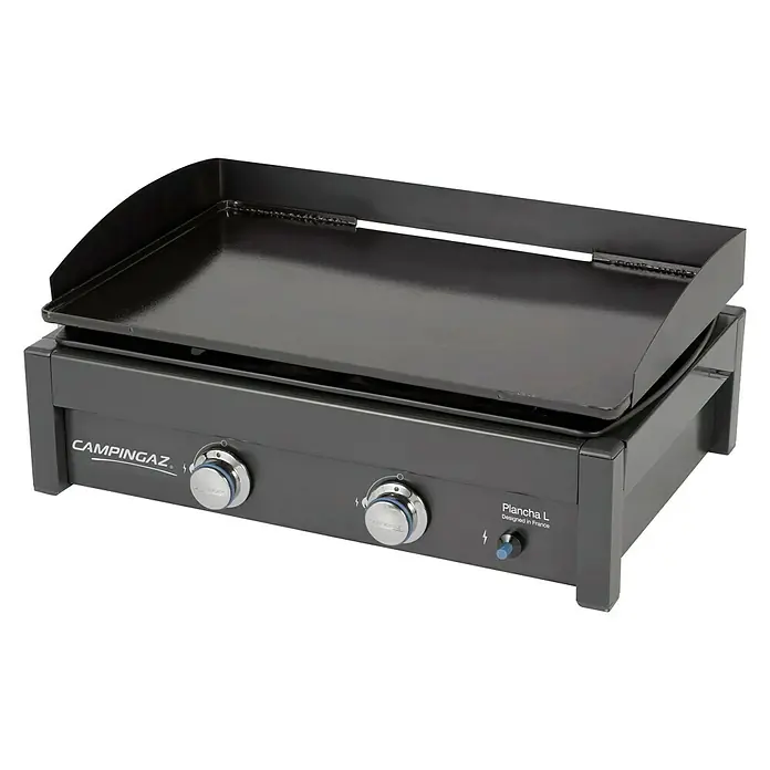 Campingaz Barbacoa de gas L - Superficie de la parrilla (An x Pr): 66 x 42 cm, Número de quemadores: 2 - Barbacoa de gas Campingaz Plancha L con dos quemadores y superficie de cocción esmaltada. Ideal para cocinar al aire libre.