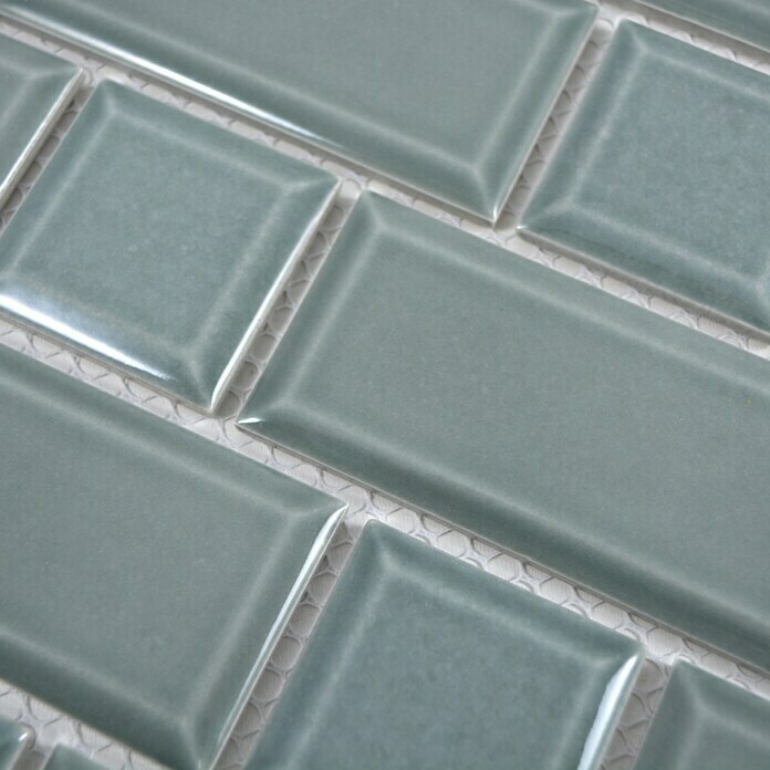 Mosaikfliese Metro Uni CG M06PM29,4 x 29,1 cm, Petrol, Glänzend Detail Shot