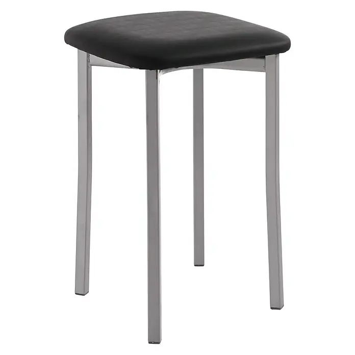 Taburete de cocina Kira - L x An x Al: 33 x 33 x 47 cm, Negro - Este taburete con cojín negro y patas plateadas es un complemento elegante y práctico para cualquier habitación. Ideal como asiento.