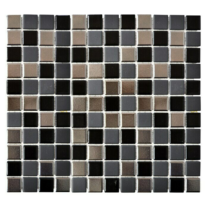 Mosaikfliese Quadrat TRS BLS (32,6 x 30 cm, Schwarz/Silber, Matt)