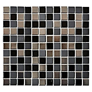 Mosaikfliese Quadrat TRS BLS (32,6 x 30 cm, Schwarz/Silber, Matt)