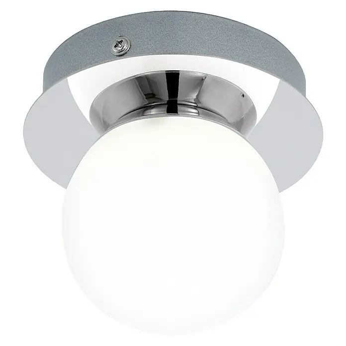 Eglo LED-Deckenleuchte Mosiano - 3,3 W, Opal, Warmweiß - Moderne Deckenleuchte mit einer runden, weißen Glasabdeckung und einer silberfarbenen Halterung. Elegantes Design für jeden Raum.