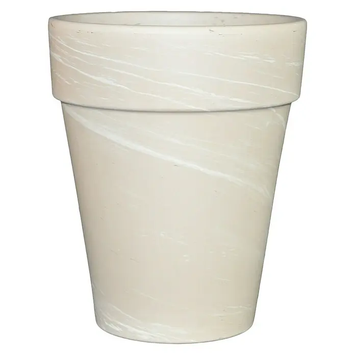 Pflanztopf - Außenmaß (Ø x H): 17 x 20 cm, Naturmaterialien, Granit - Elegante elfenbeinfarbene Blumentopf mit dezenten Marmorierungen, ideal für Zimmerpflanzen und zur stilvollen Dekoration von Innenräumen.