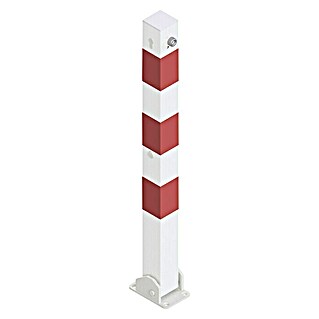 Schake Sperrpfosten (L x B x H: 70 x 70 x 900 mm, Stahl, Aufdübeln, Weiß/Rot, Profilzylinderschloss)
