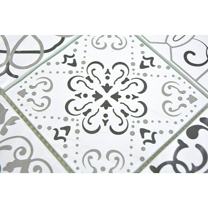 Mosaikfliese Crystal Retro XCM 8RBW97 (30 x 30 cm, Weiß/Schwarz)