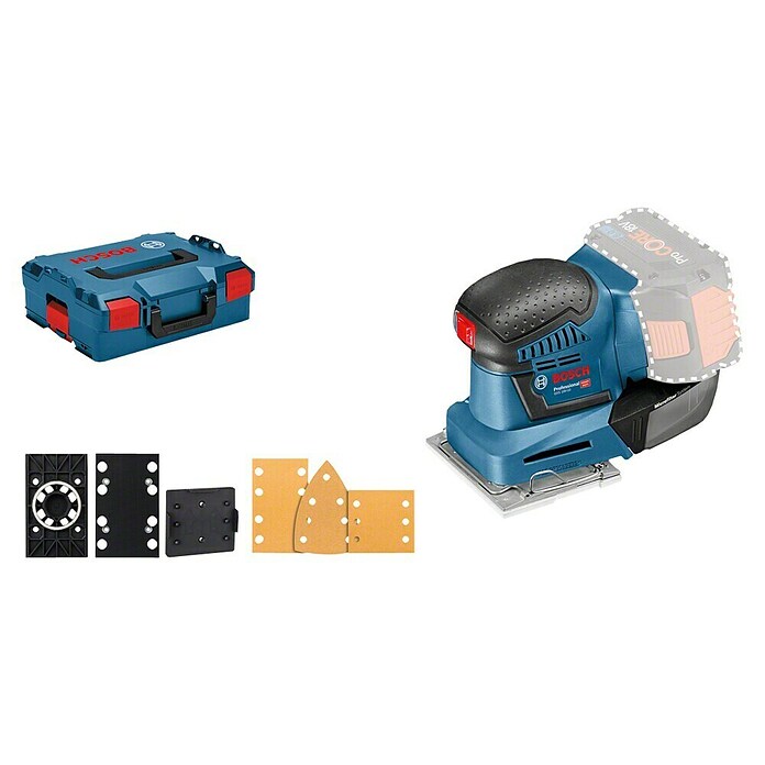 Bosch Professional Akku-Schwingschleifer (18 V, Ohne Akku, Leerlaufschwingzahl: 11.000 - 22.000 U/min)