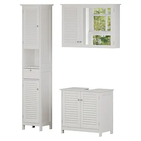 Vicco  Badmöbel-Set Riad Weiß 3 Teile, Option 5