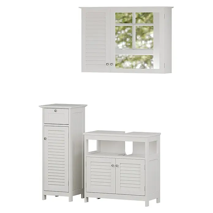 Vicco Badmöbel-Set Riad Weiß 3 Teile, Option 1 - Gesamtbreite Badmöbel: 92 cm, Weiß, Matt