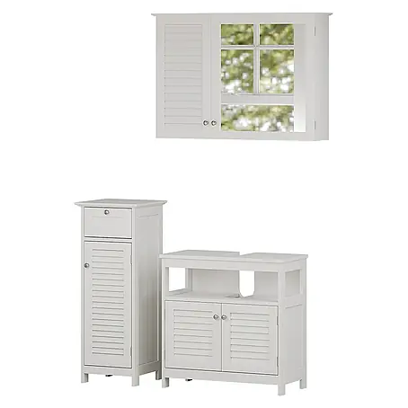 Vicco  Badmöbel-Set Riad Weiß 3 Teile, Option 1
