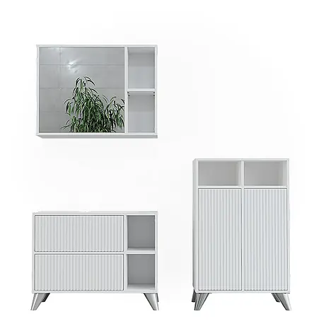 Vicco  Badmöbel-Set Leano Weiß 80 cm, Set 2