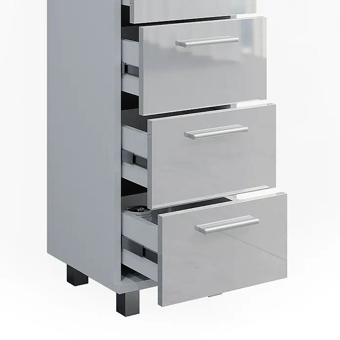 Vicco Badmöbel-Set Ilias Weiß Hochglanz 3 Teile, mit Midischrank - Gesamtbreite Badmöbel: 90 cm, Weiß Hochglanz, Glänzend