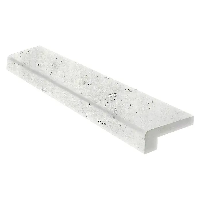 Bariperfil Perfil de acabado y remate Betton Hell - 2,2 m x 10 mm - Vista detallada de una pieza de coronación de piscina de hormigón gris claro con borde redondeado, ideal para piscinas y patios.