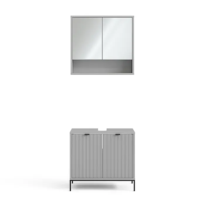 Vicco Badmöbel-Set Eliza Grau 2 Teile - Gesamtbreite Badmöbel: 70 cm, Grau, Matt