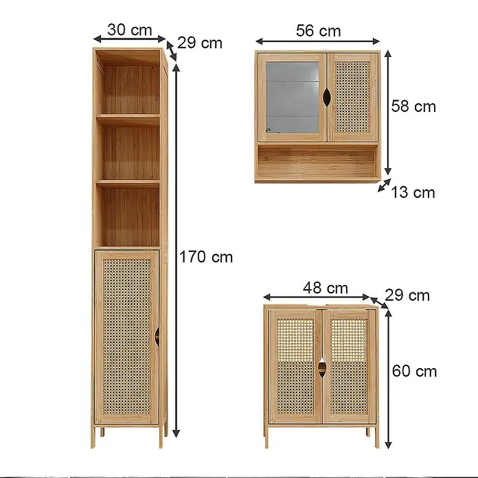 Badmöbel-Set Liora Bamboe 3 delen Vicco | Bamboe | Stel 2 | 406673146968006