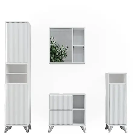 Vicco  Badmöbel-Set Leano Weiß 4-teiliges Set