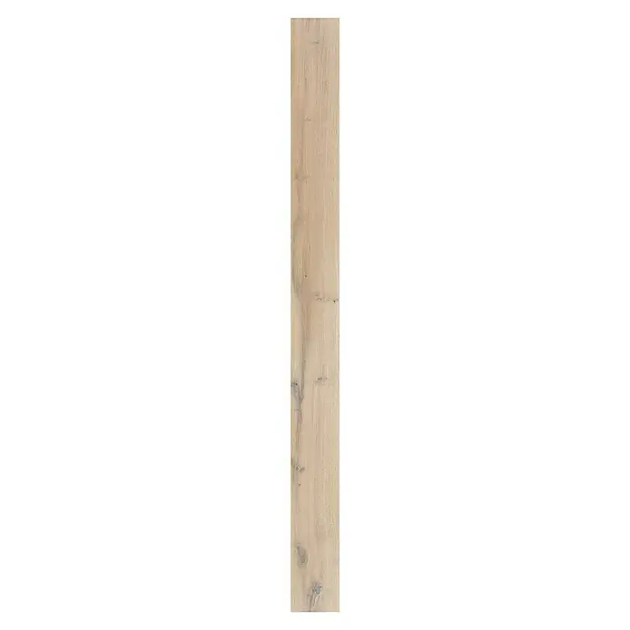 Parkett - Eiche Weiß geölt, Landhausdiele, 2.200 x 180 x 14 mm - Nahaufnahme eines einzelnen, hellen Holzbretts mit subtilen Maserungen und natürlichen Farbunterschieden.