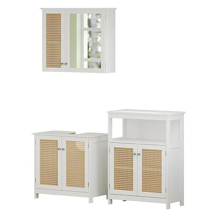 Vicco Badmöbel-Set Rosario Weiß 3-teilig - Gesamtbreite Badmöbel: 120 cm, Weiß, Matt