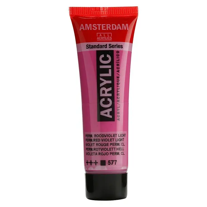 Talens Amsterdam Pintura acrílica Standard - Violeta rojo permanente claro, 20 ml, Tubo - Un tubo de pintura acrílica Amsterdam Standard Series en color Perm. Rojo Violeta Claro, ideal para artistas y proyectos creativos.