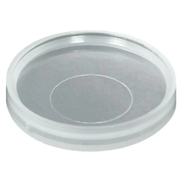 Suki Capuchón protector - 33 mm, Transparente - Recipiente redondo de plástico transparente para guardar objetos pequeños, con un borde ligeramente elevado y una tapa plana.