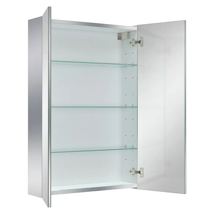 Camargue Espacio Spiegelschrank - B x H: 60 x 90 cm, Ohne Beleuchtung - Offener Spiegelschrank mit Glasböden, ideal für Badezimmer, bietet viel Stauraum und eine elegante Optik.