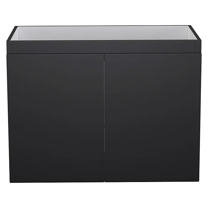 Camargue Espacio Waschtischunterschrank - 80 x 46 x 60 cm, 1 Einlegeboden, Gama anthrazit matt - Schwarzer Badschrank mit weißem Innenraum und zwei Türen für Badezimmerutensilien und Accessoires.