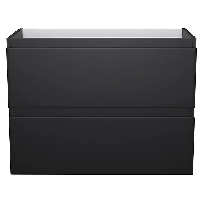 Camargue Espacio Waschtischunterschrank - 80 x 40 x 60 cm, 2 Schubkästen, Gama anthrazit matt - Schwarzer Badezimmerschrank mit zwei Schubladen und einer weißen Oberseite. Stilvolles und modernes Möbelstück für das Badezimmer.