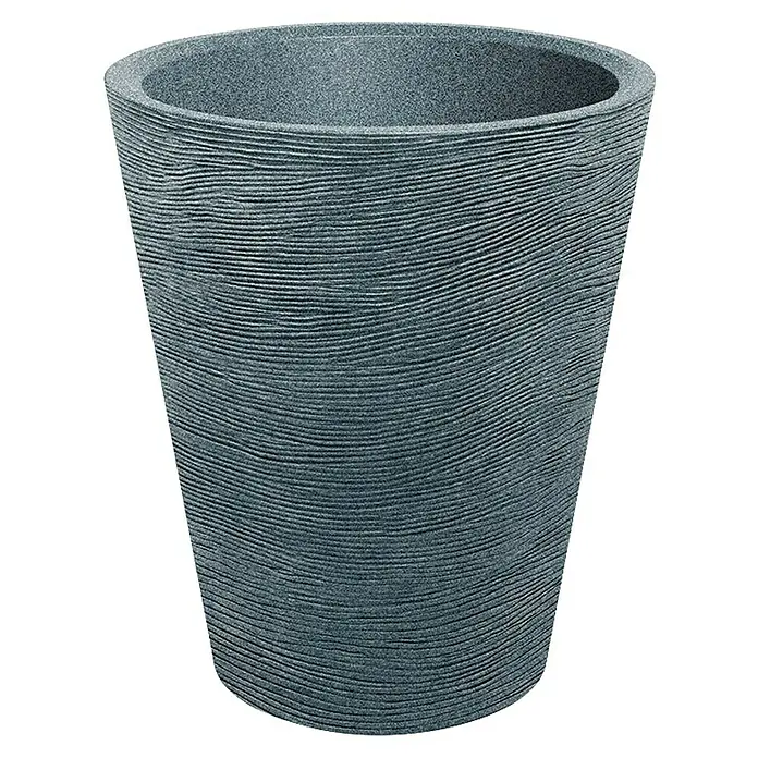 ETHICK Pflanztopf Tubra - Außenmaß (Ø x H): 60 x 70 cm, Kunststoff, Granit - Grauer Pflanztopf mit horizontaler Rillenstruktur. Ideal für drinnen und draußen, robustes Material und stilvolles Design.
