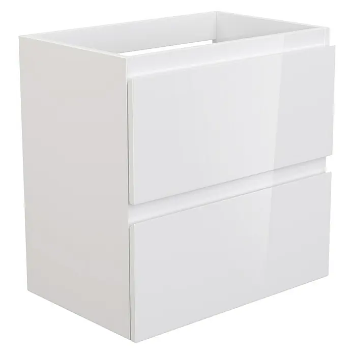 Camargue Espacio Waschtischunterschrank - 60 x 40 x 60 cm, 2 Schubkästen, Gama weiß glänzend - Weißer Badschrank mit zwei Schubladen. Das Möbelstück bietet praktischen Stauraum im Badezimmer und besticht durch sein modernes Design.