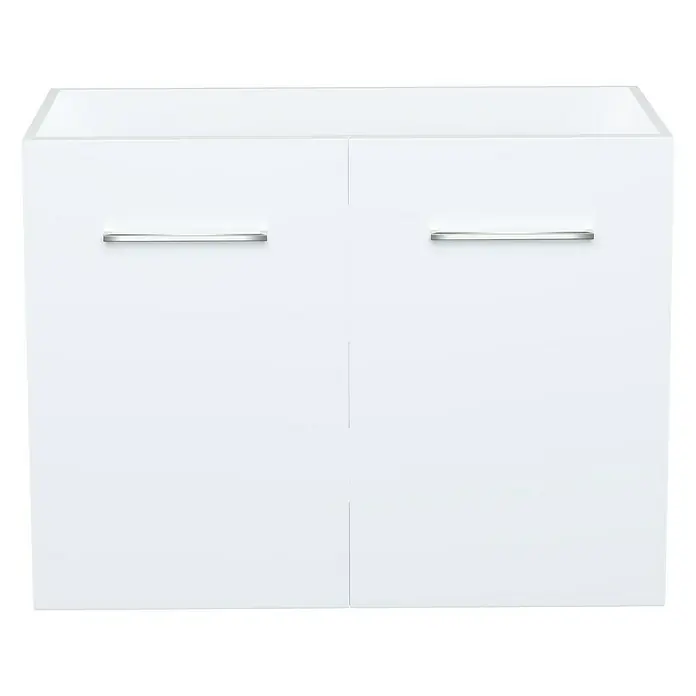 Camargue Espacio Waschtischunterschrank - 80 x 46 x 60 cm, 1 Einlegeboden, Mira - Weißer Waschtischunterschrank mit zwei Türen und Griffen. Ideal für moderne Badezimmer und zur praktischen Aufbewahrung von Badutensilien.