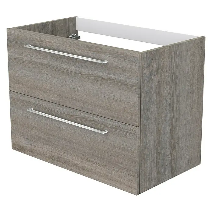 Camargue Espacio Waschtischunterschrank - 80 x 46 x 60 cm, 2 Schubkästen, Faro - Hängender Badezimmerschrank mit zwei Schubladen und grauer Holzoptik für ein modernes Bad.