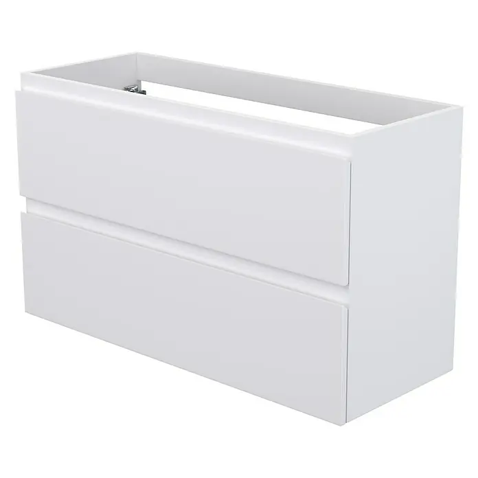 Camargue Espacio Waschtischunterschrank - 100 x 40 x 60 cm, 2 Schubkästen, Gama weiß matt - Weißer Waschtischunterschrank mit zwei Schubladen. Der Schrank hat eine moderne, minimalistische Optik und bietet Stauraum im Badezimmer.