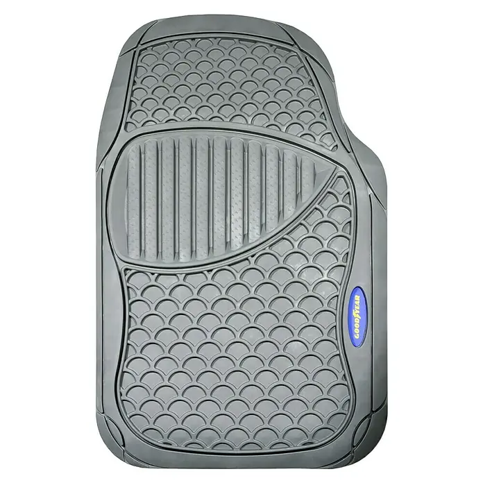 Goodyear Juego de alfombrillas para coche - 4 pzs., Gris - Alfombrilla de coche gris Goodyear con diseño antideslizante para una protección óptima contra la suciedad y la humedad.