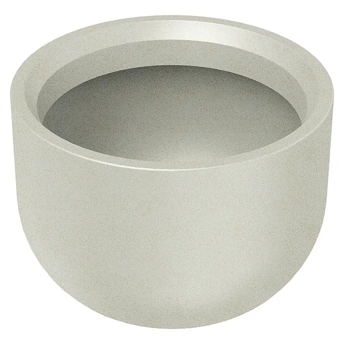 ETHICK Pflanztopf Molta - Außenmaß (Ø x H): 48 x 35 cm, Kunststoff, Sand - Nahaufnahme eines modernen, runden Pflanzgefäßes in neutraler Farbe mit einer glatten, leicht strukturierten Oberfläche. Perfekt für Innen- und Außenbereiche.