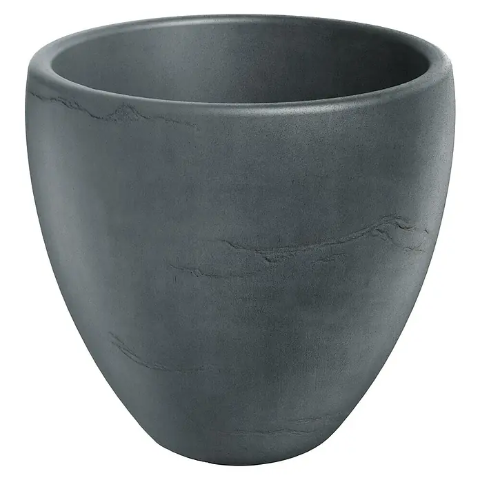 ETHICK Pflanztopf Cano - Außenmaß (Ø x H): 105 x 100 cm, Kunststoff, Betongrau - Grauer Pflanztopf mit einer glatten, marmorähnlichen Oberfläche und einer bauchigen Form, ideal für Zimmerpflanzen und zur Dekoration im Haus.