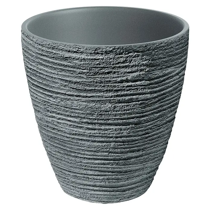 ETHICK Pflanztopf Defora - Außenmaß (Ø x H): 47 x 48 cm, Kunststoff, Betongrau - Grauer Pflanztopf mit einer geriffelten Textur, ideal für den Innen- und Außenbereich. Das robuste Design sorgt für einen stilvollen Akzent in jedem Garten.