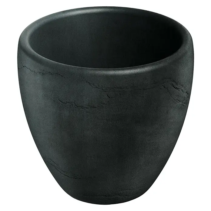ETHICK Pflanztopf Cano - Außenmaß (Ø x H): 40 x 36 cm, Kunststoff, Dunkelgrau - Schwarze Pflanzgefäß, mit einer markanten, runden Form und einer matten Textur, die ein elegantes und minimalistisches Design ausstrahlt.